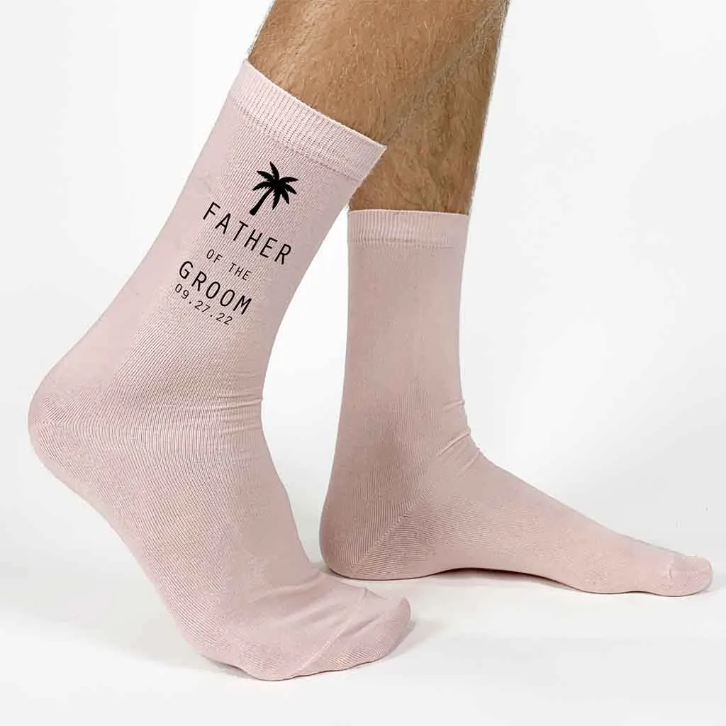 Personalized Palm Tree Wedding Socks for the Wedding Party