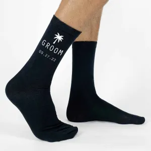 Personalized Palm Tree Wedding Socks for the Wedding Party