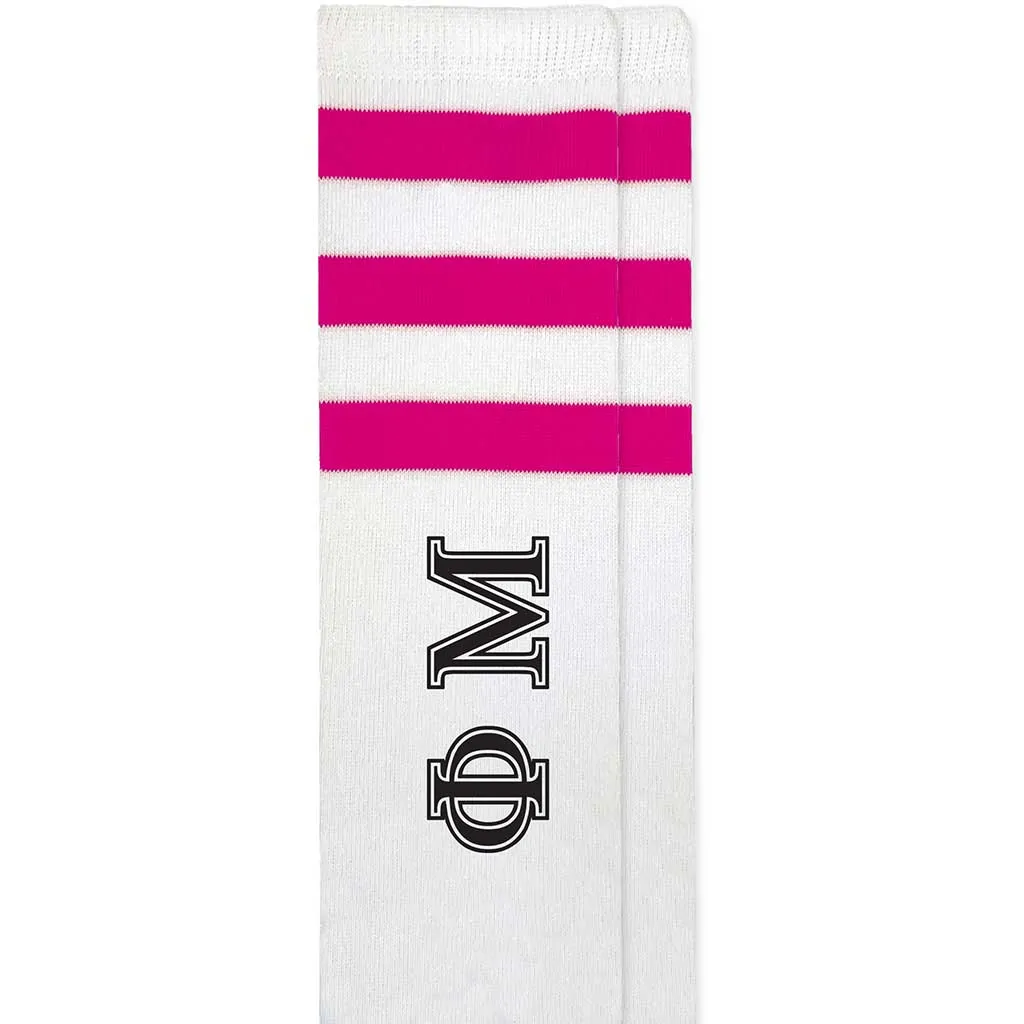 Phi Mu Printed Striped Knee High Socks