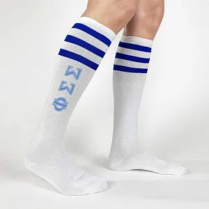 Phi Sigma Sigma Printed Striped Knee High Socks