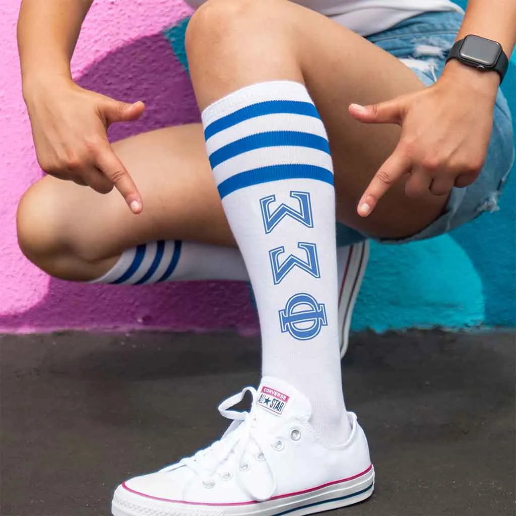 Phi Sigma Sigma Printed Striped Knee High Socks