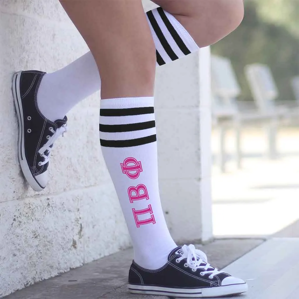 Pi Beta Phi Printed Striped Knee High Socks