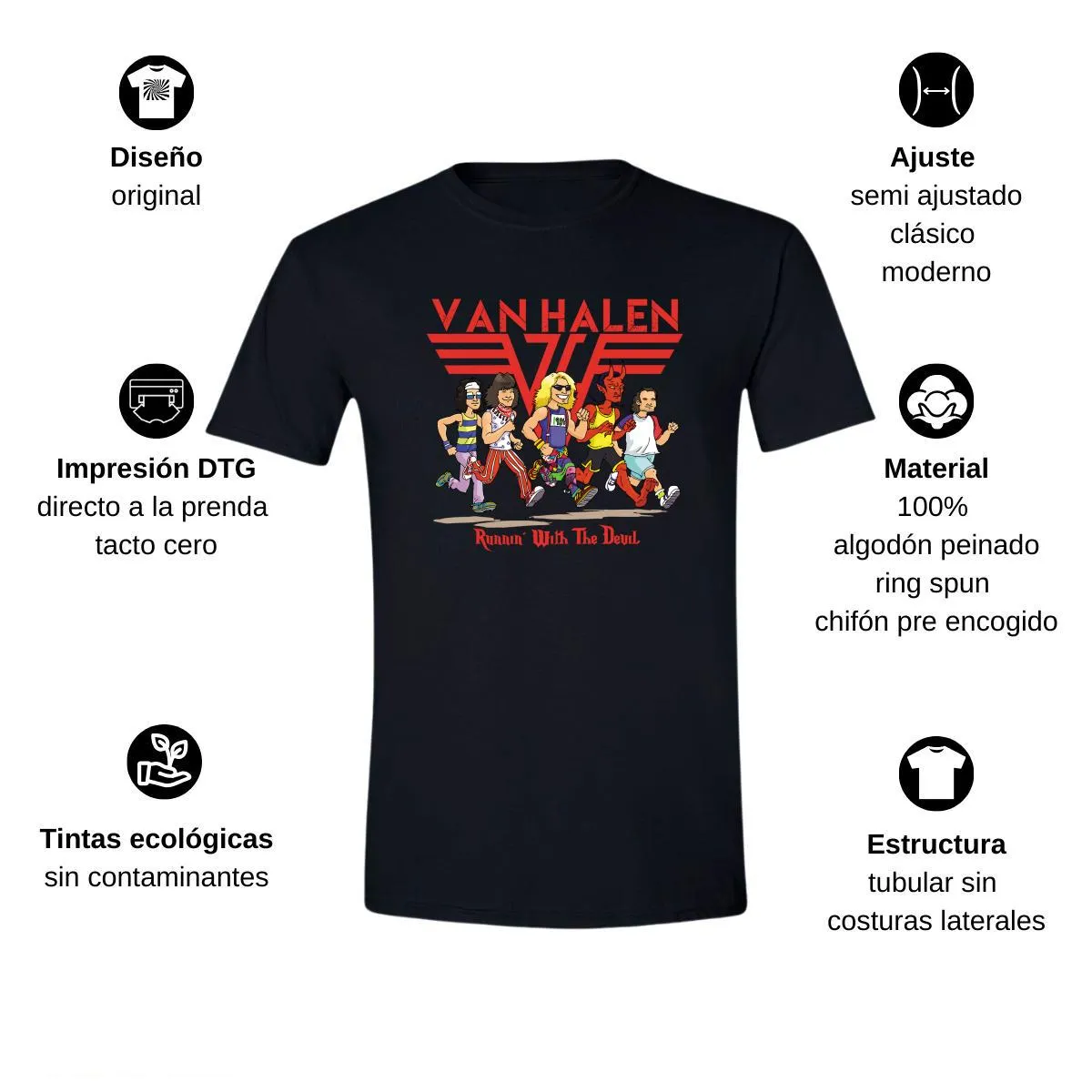 Playera Hombre Rock Van Halen Running with the devil 1005N