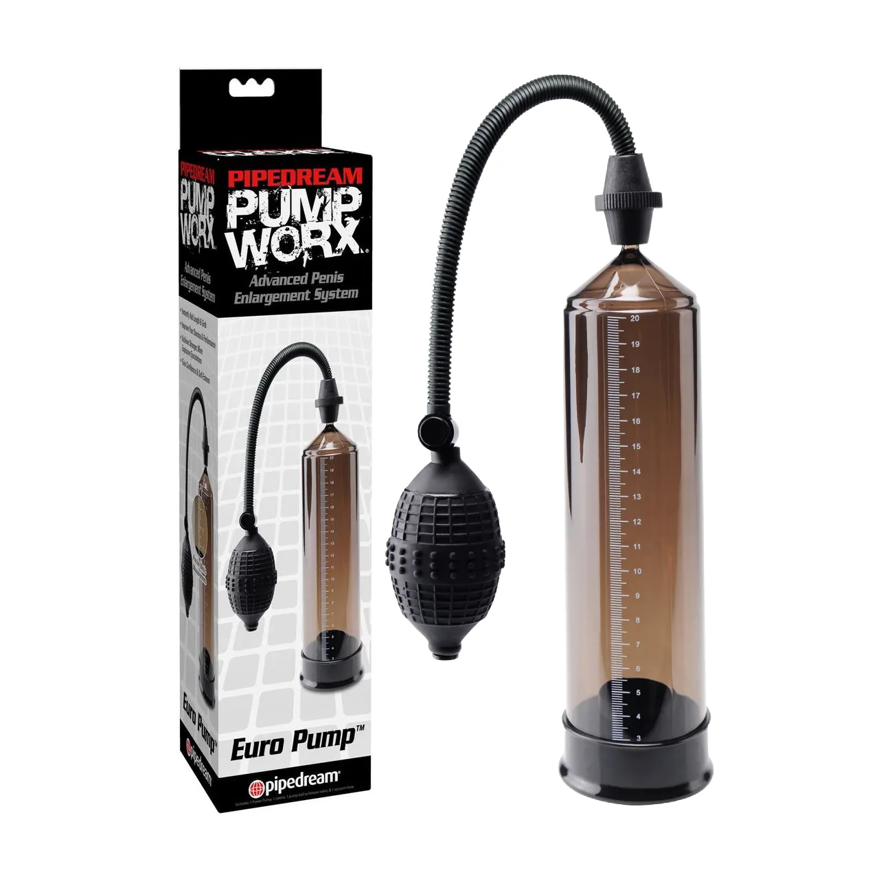 Pump Worx Euro Pump Advanced Penis Enlargement System - Smoke And Black