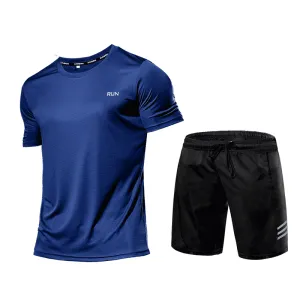 Quick-Dry 2 Piece Sets Men's Tracksuit Sportswear Gym Clothing Sweatsuits