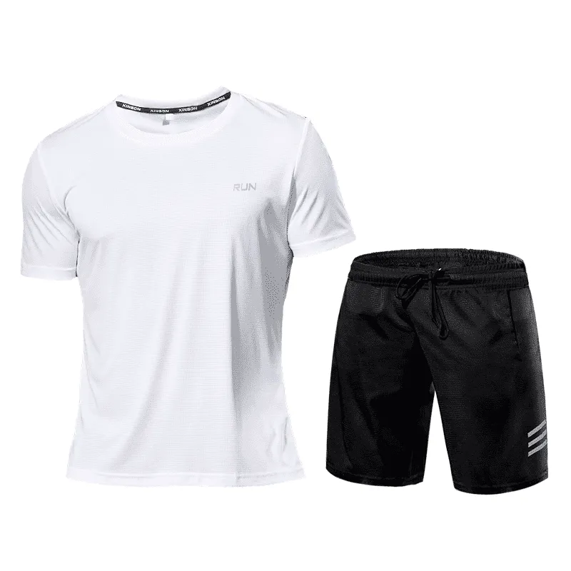 Quick-Dry 2 Piece Sets Men's Tracksuit Sportswear Gym Clothing Sweatsuits