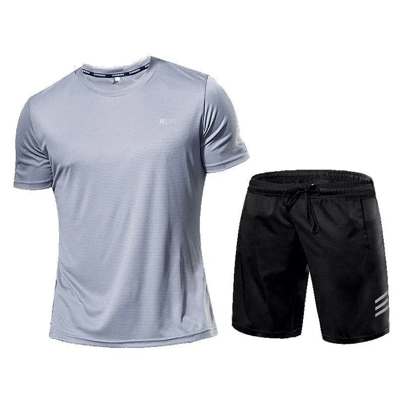 Quick-Dry 2 Piece Sets Men's Tracksuit Sportswear Gym Clothing Sweatsuits
