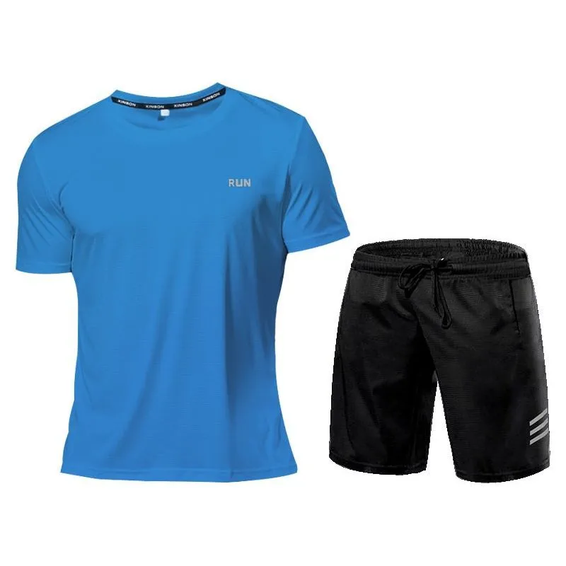 Quick-Dry 2 Piece Sets Men's Tracksuit Sportswear Gym Clothing Sweatsuits