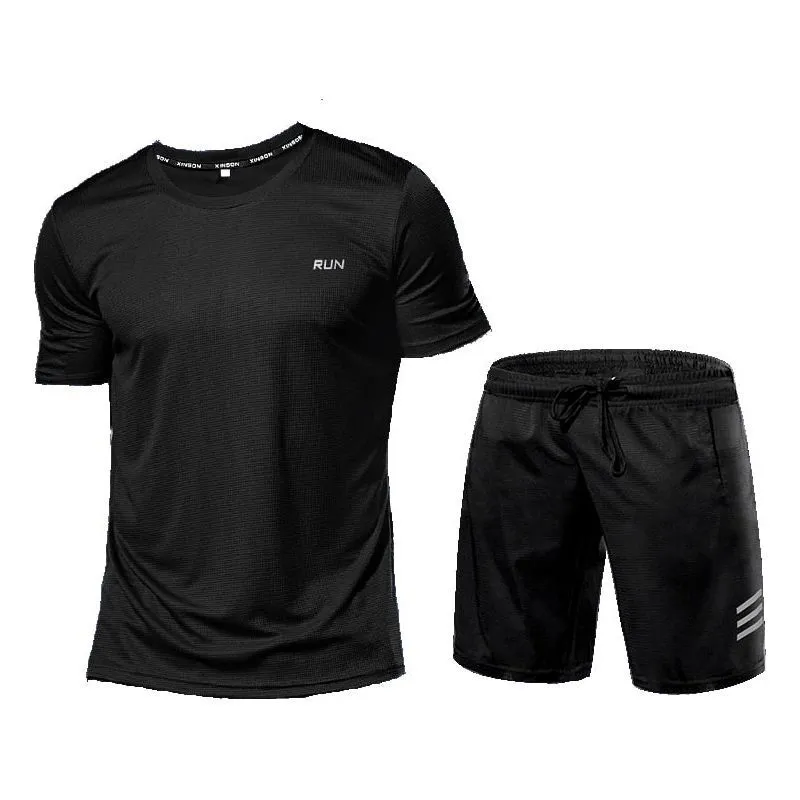 Quick-Dry 2 Piece Sets Men's Tracksuit Sportswear Gym Clothing Sweatsuits