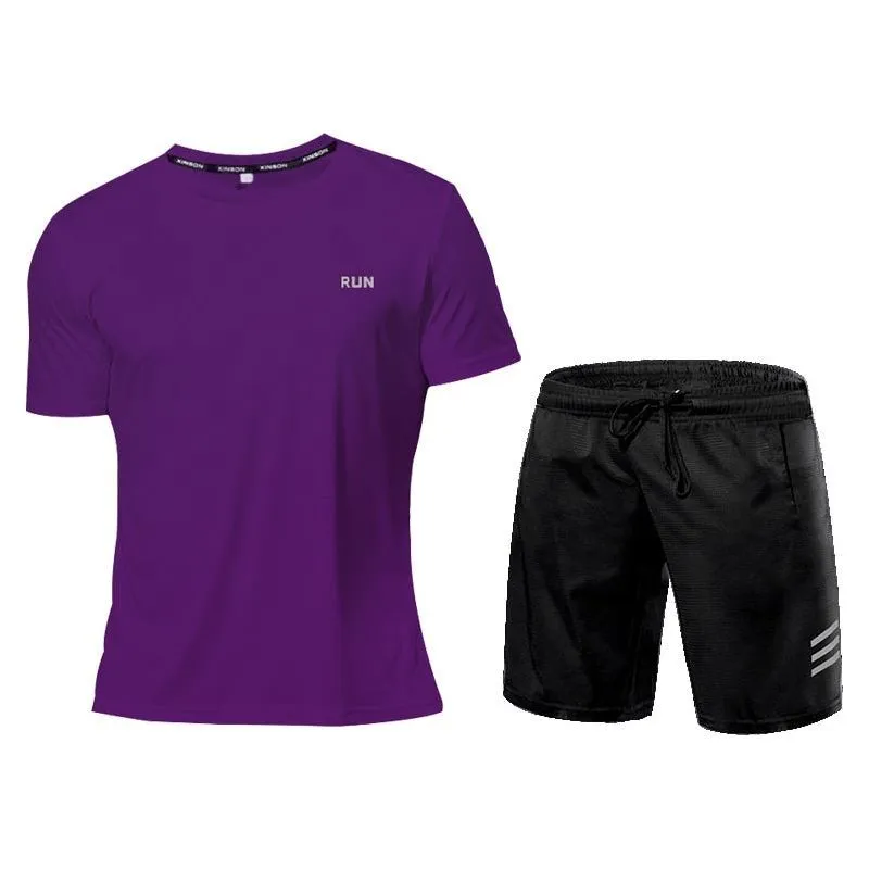 Quick-Dry 2 Piece Sets Men's Tracksuit Sportswear Gym Clothing Sweatsuits