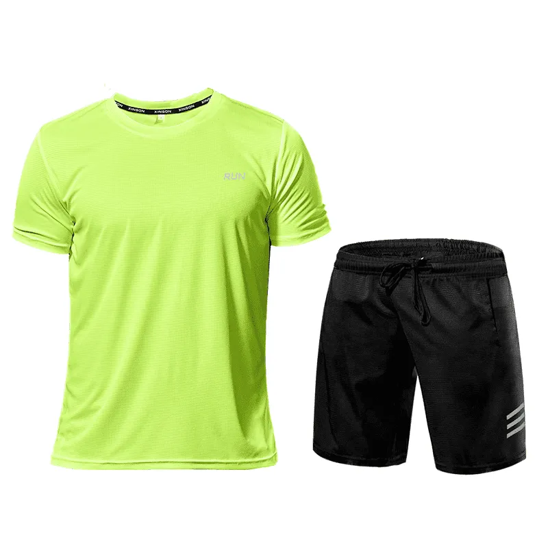 Quick-Dry 2 Piece Sets Men's Tracksuit Sportswear Gym Clothing Sweatsuits