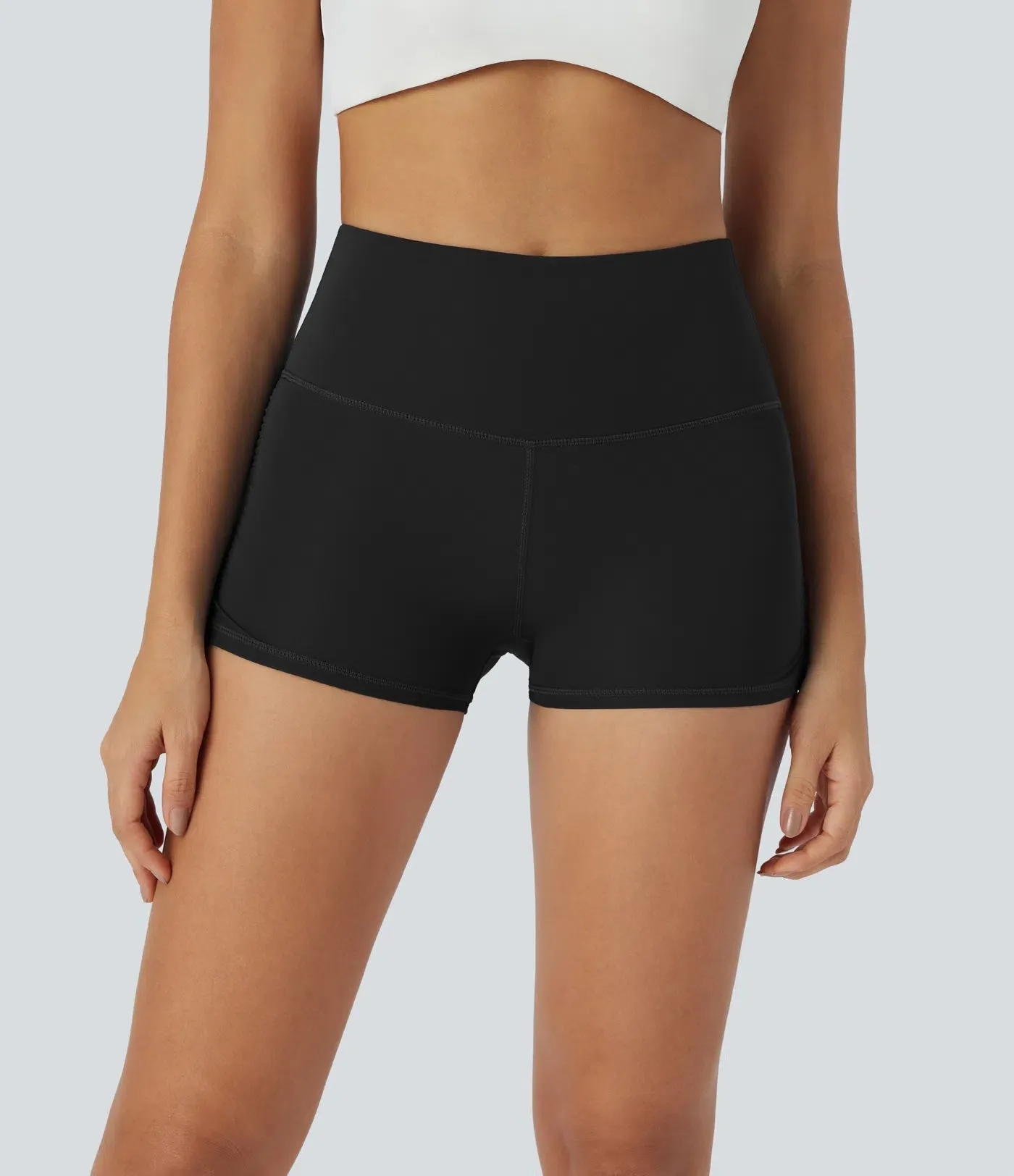 QuickDry SoCinched High-Waisted Tummy Control Ruched Running Biker Shorts – 2.5”