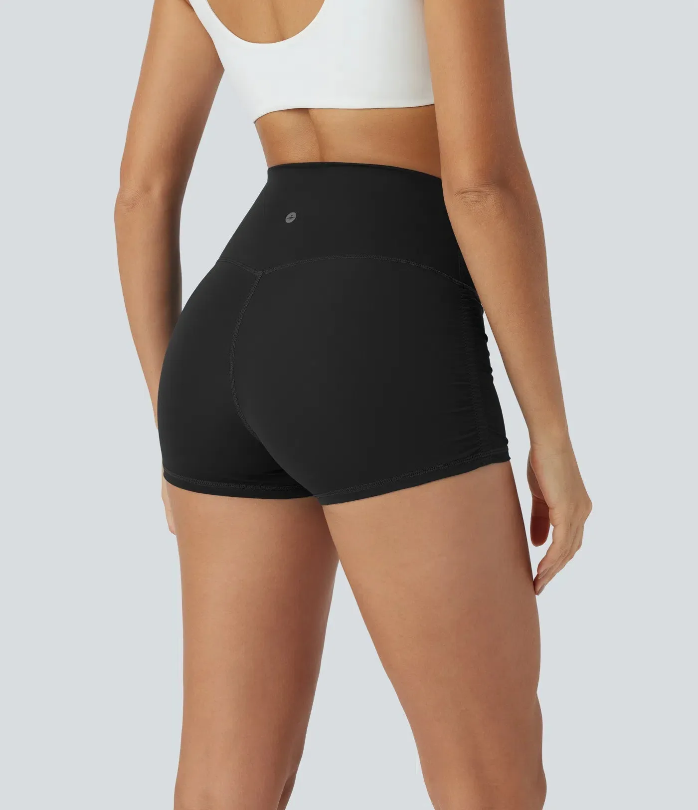 QuickDry SoCinched High-Waisted Tummy Control Ruched Running Biker Shorts – 2.5”