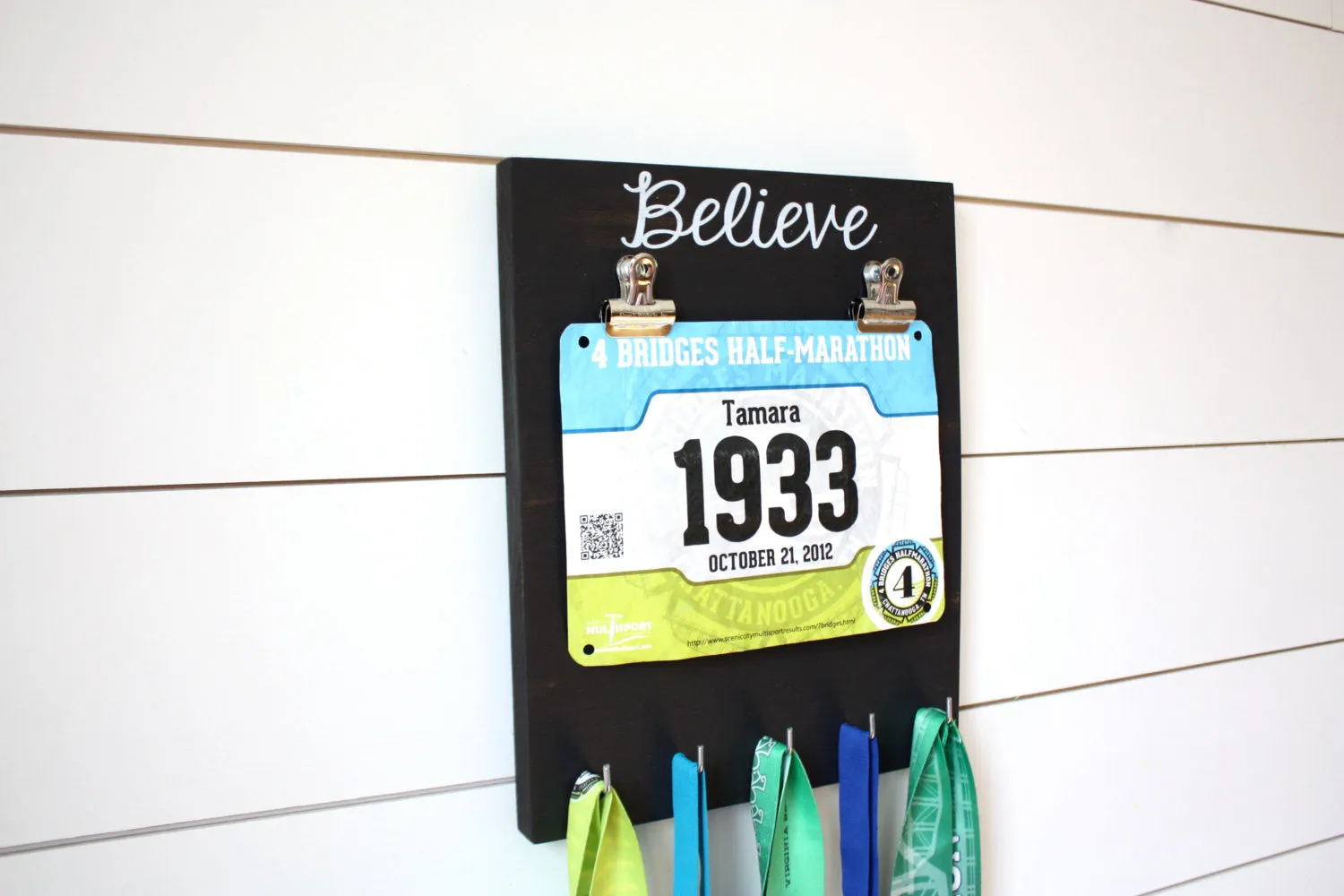 Race Bib and Medal Holder - Believe