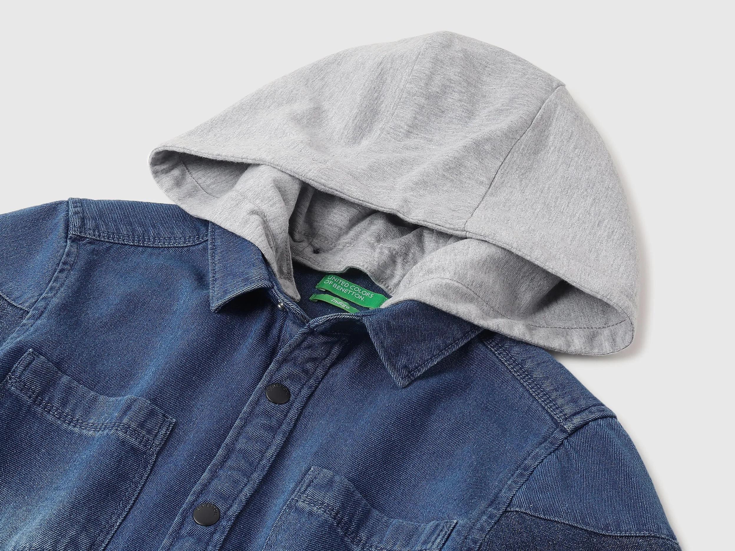 Regular Fit Hooded Solid Denim Shirt
