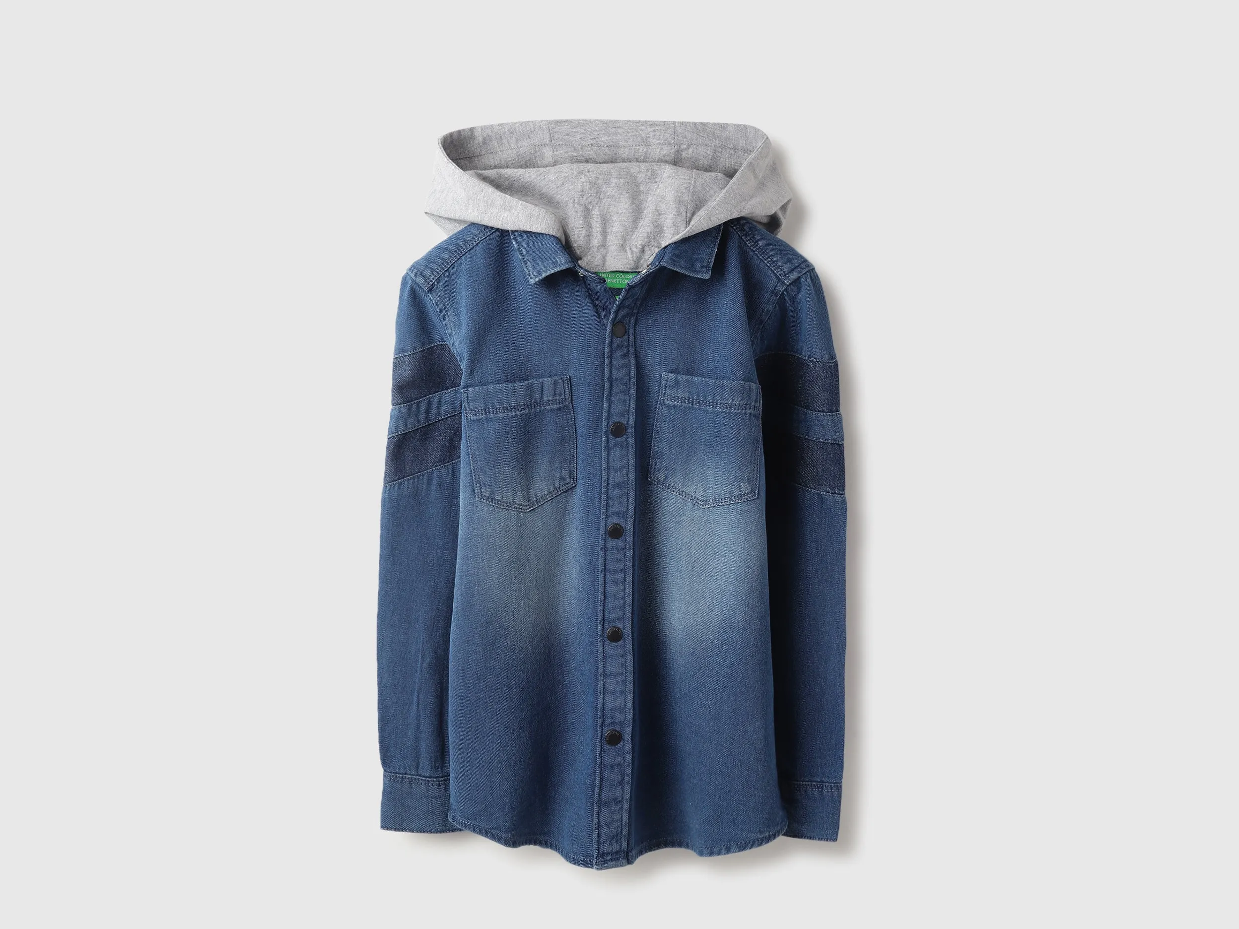 Regular Fit Hooded Solid Denim Shirt