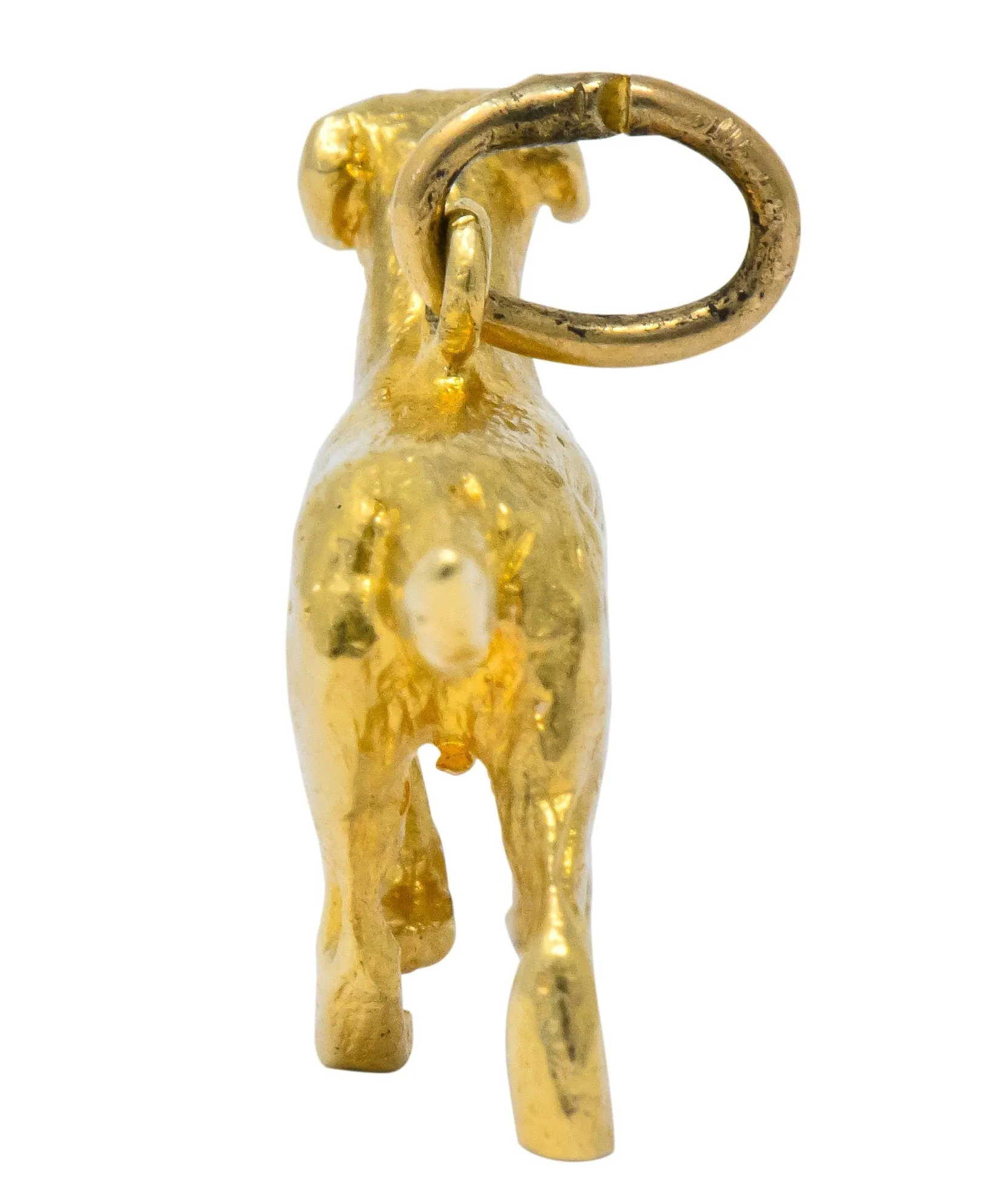 Retro 1950's Enamel 14 Karat Gold Realistic Dog Charm