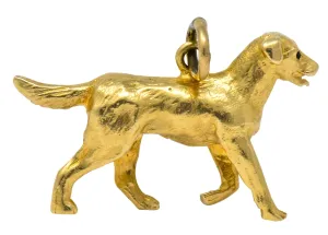 Retro 1950's Enamel 14 Karat Gold Realistic Dog Charm