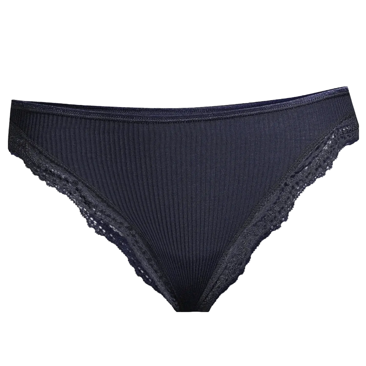 Ribbed Cotton Bikini w/Lace