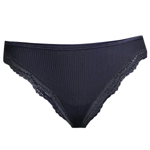 Ribbed Cotton Bikini w/Lace
