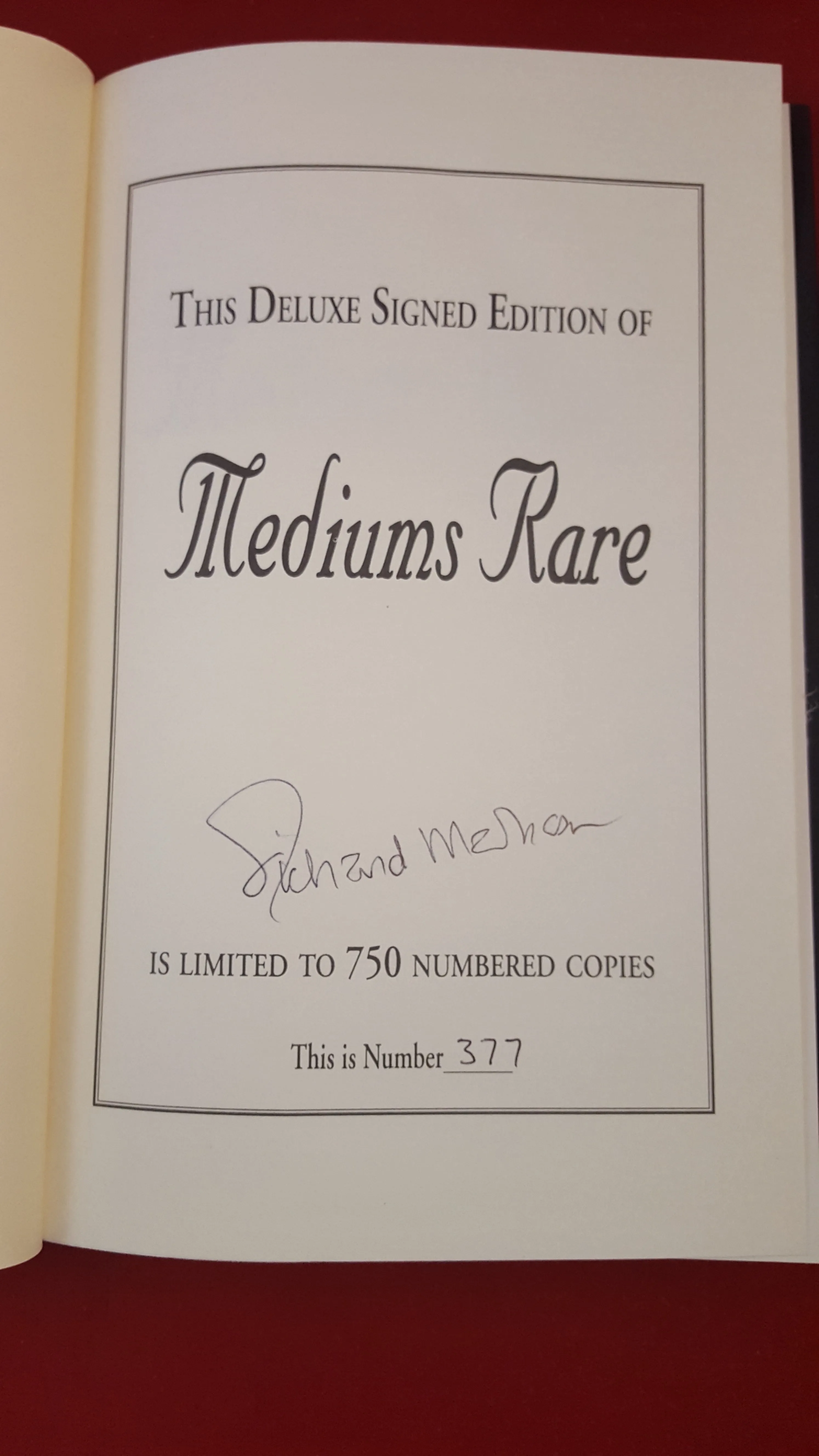Richard Matheson -Mediums Rare, Cemetery Dance Publications, 2000, 1st Deluxe Signedd
