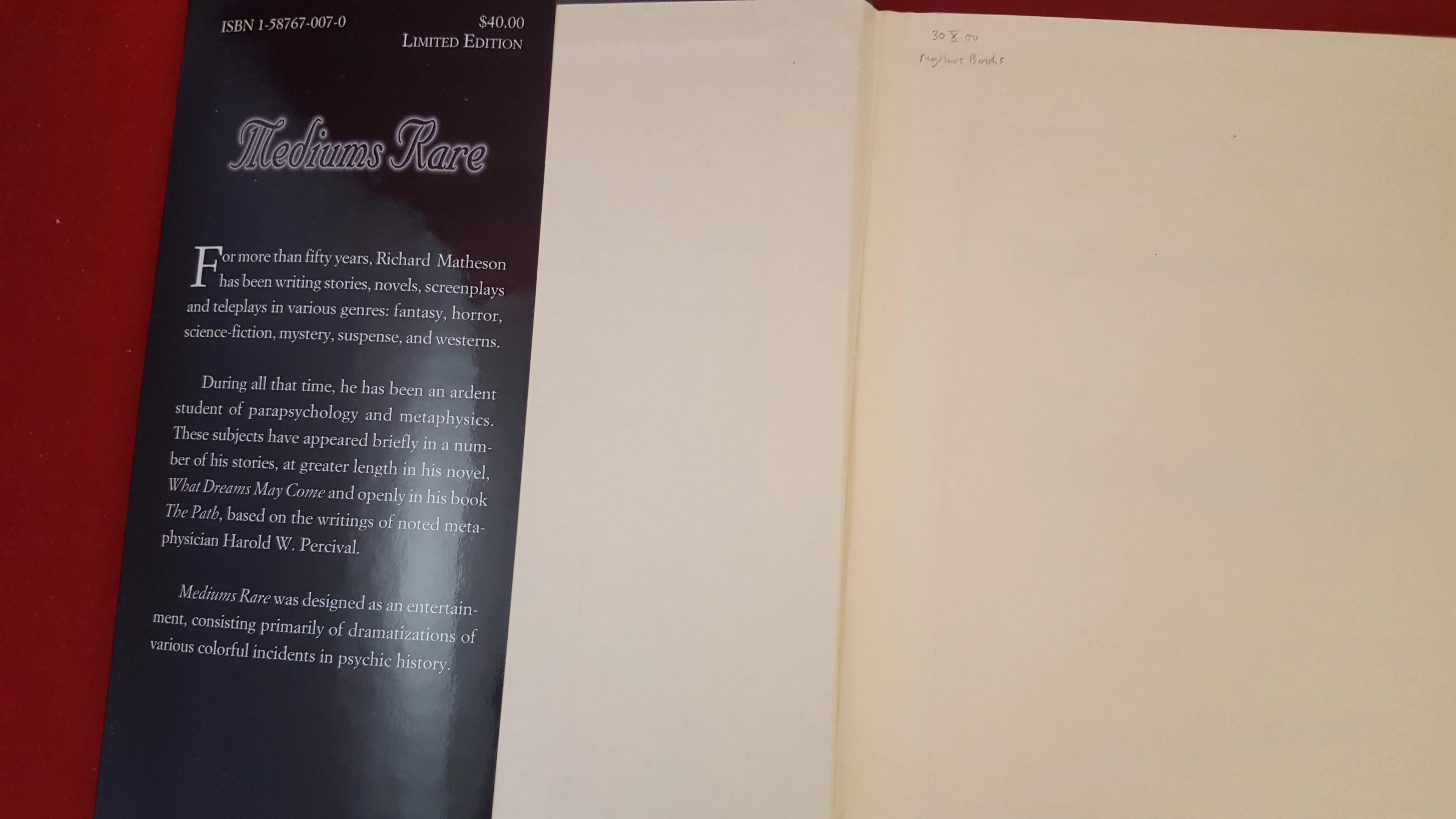 Richard Matheson -Mediums Rare, Cemetery Dance Publications, 2000, 1st Deluxe Signedd
