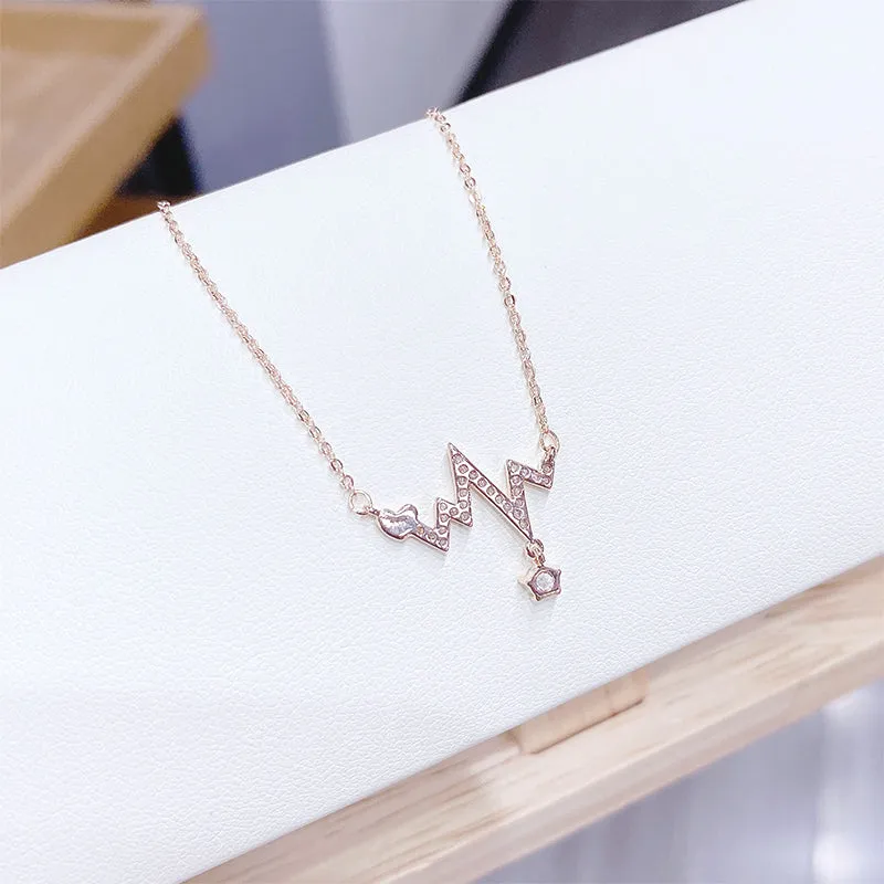 Rose Gold Plated Heartbeat Pendant