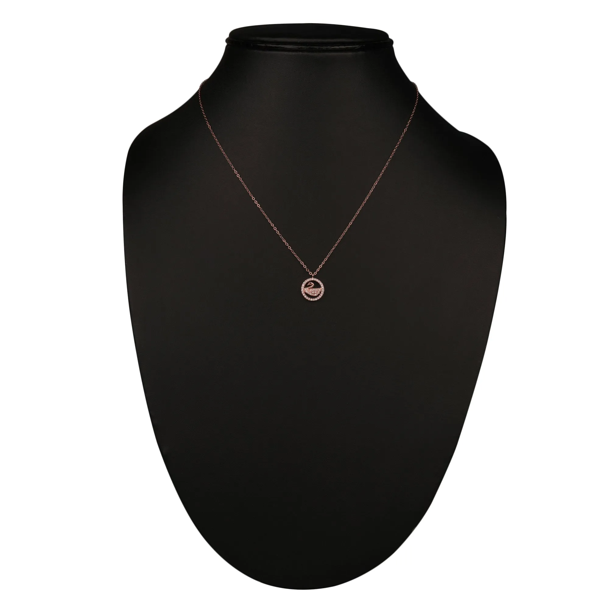 Rosegold Embedded Circle Swan Pendant