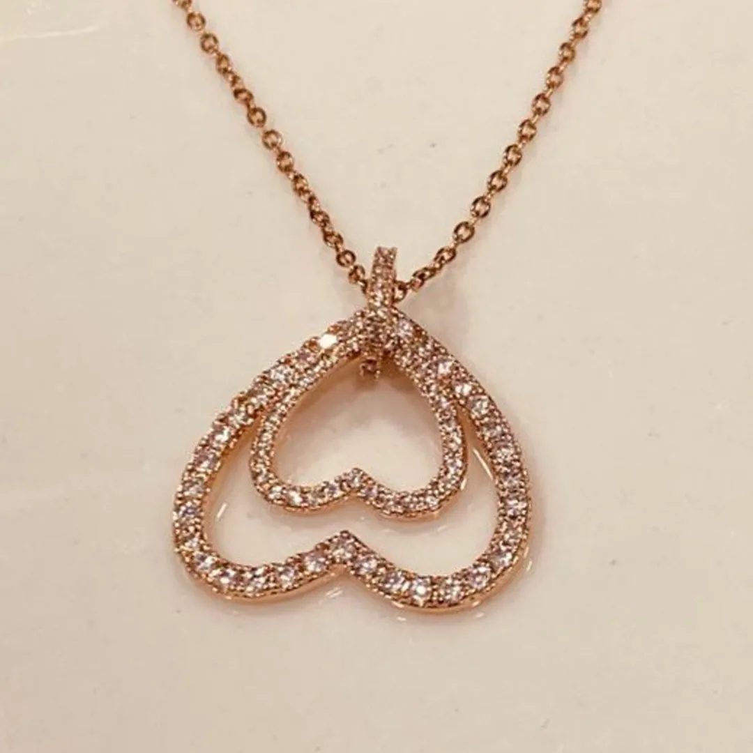 Rosegold Plated Double Heart Pendant