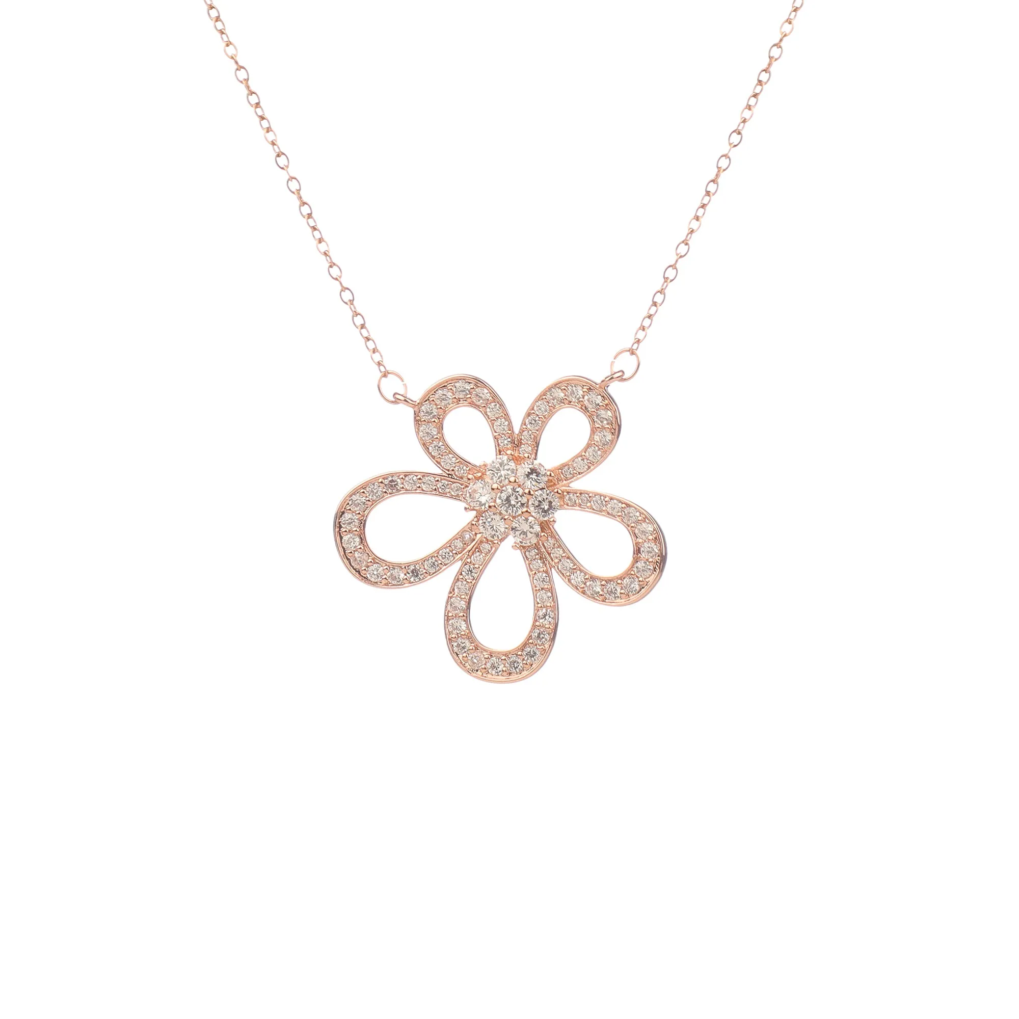 Rosegold Plated Embedded Flower Pendant