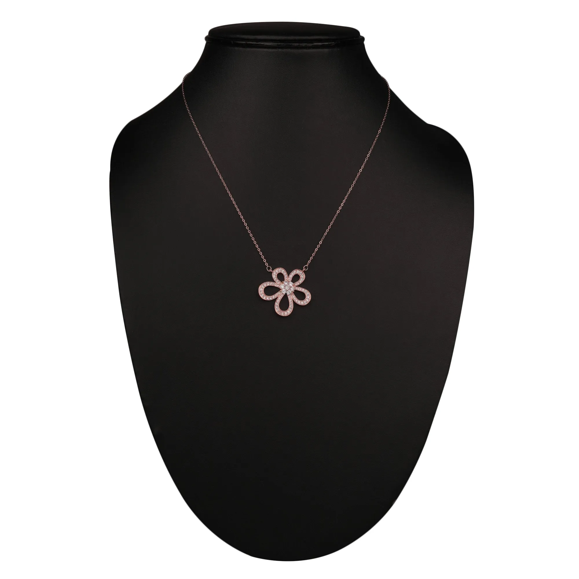Rosegold Plated Embedded Flower Pendant