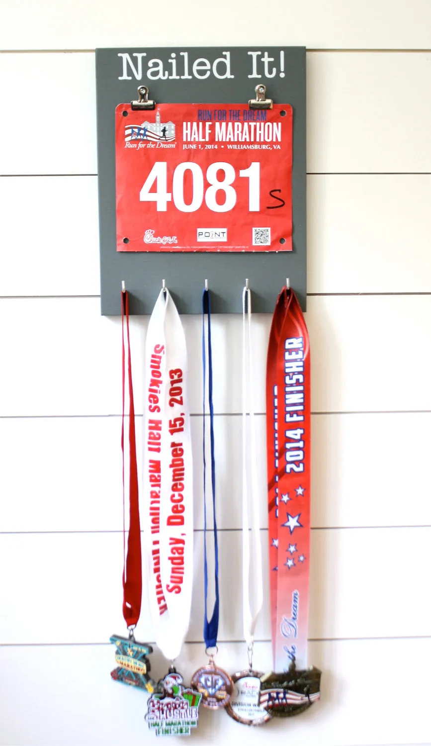 Running Race Bib & Medal Display - Nailed it!