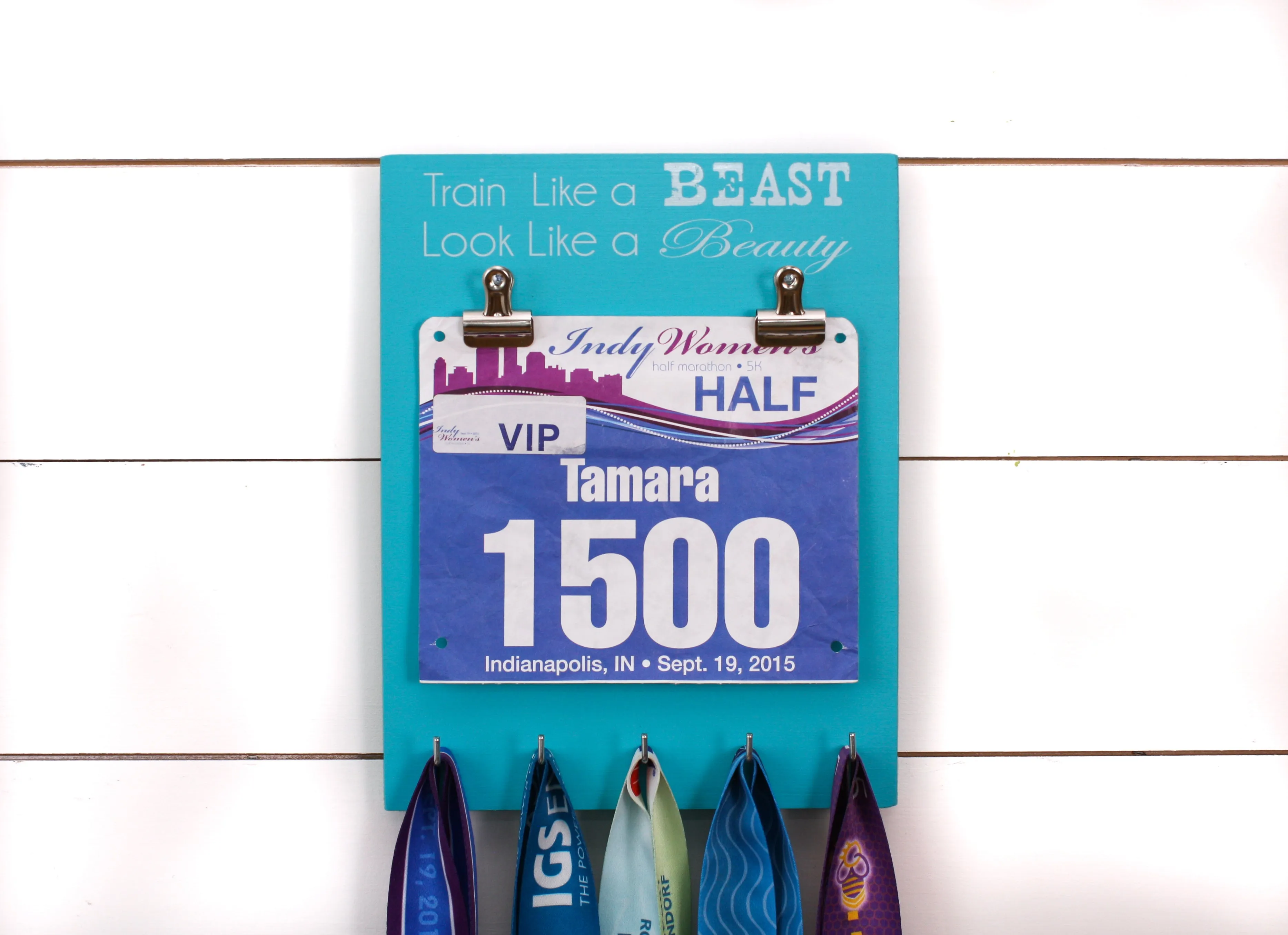 Running Race Bib & Medal Display - Train Like a Beast Look Like a Beauty