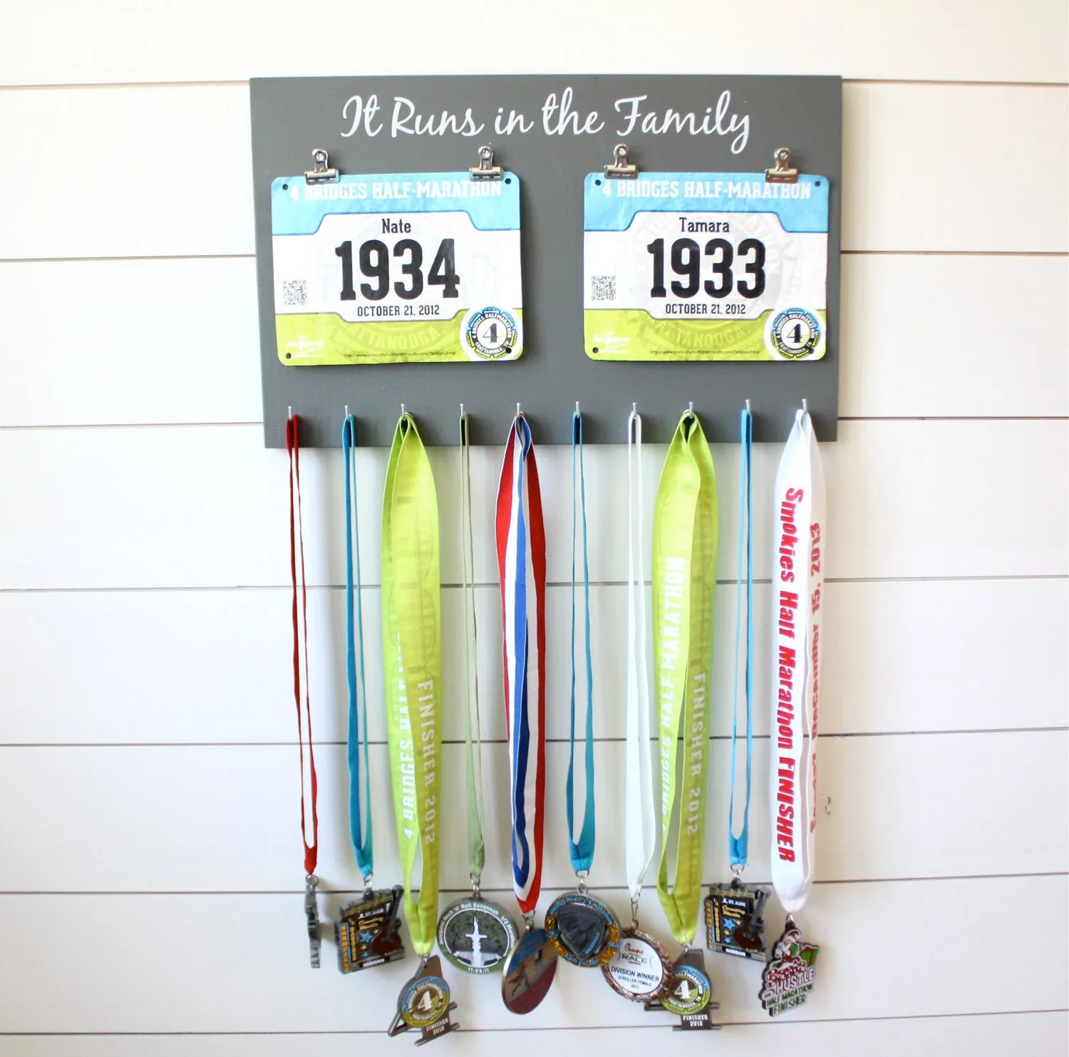 Running Race Bib and Medal Holder - It Runs in the Family