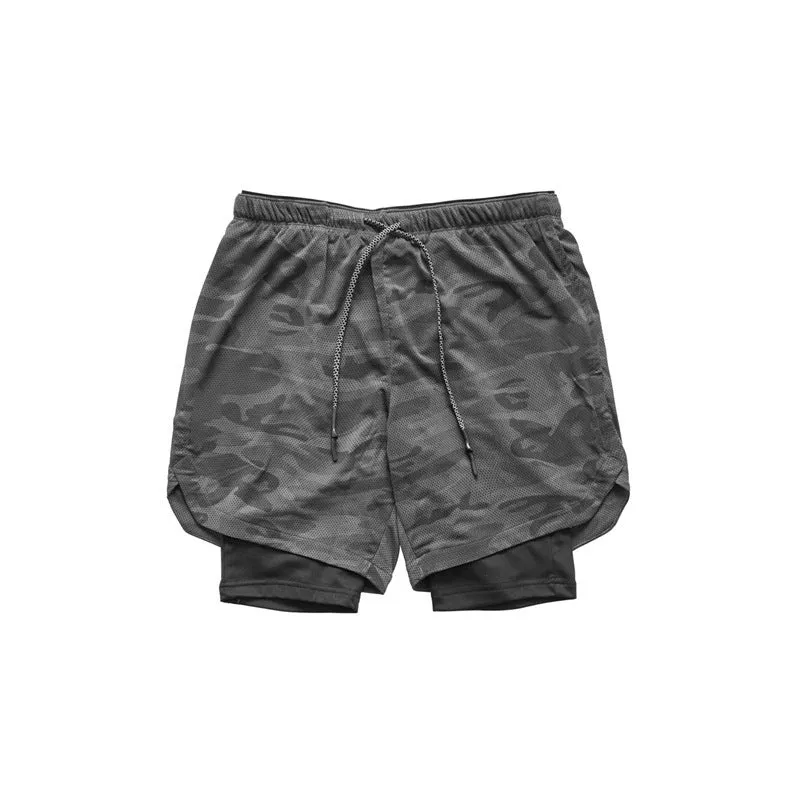Running Shorts Men 2 In 1 Double-deck Quick Dry GYM  Fitness Jogging Workout  Pants