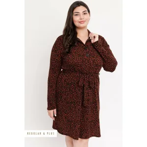 Rust Long Sleeve Mini Dress