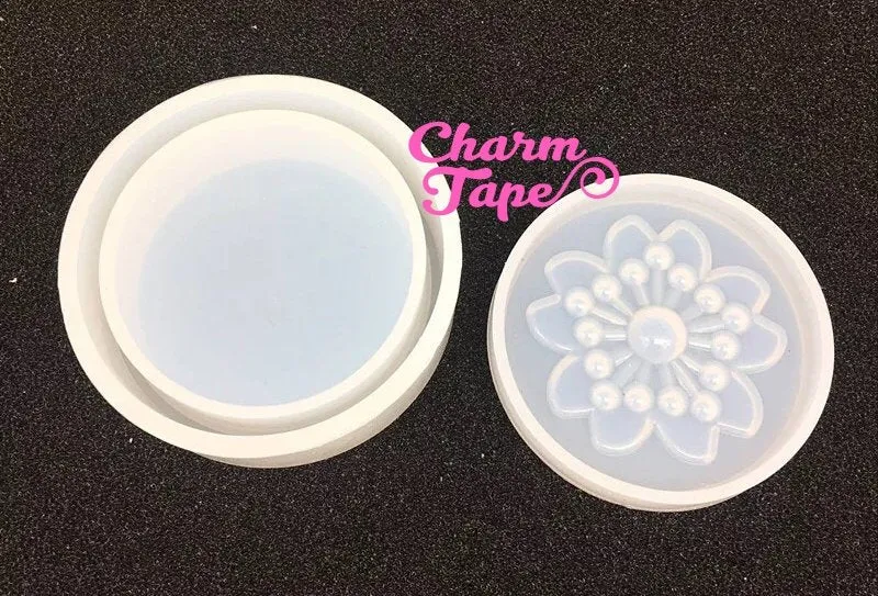 Sakura Trinket Box Silicone Mold | Cherry Blossom Flower Box Mold | Round Container Mold | uv Resin (80mm x 27mm) S166