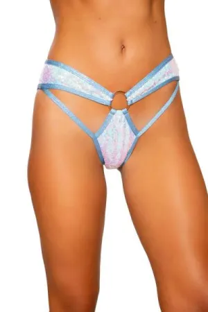 Sequin Shorts with Ring Detail - Light Blue -