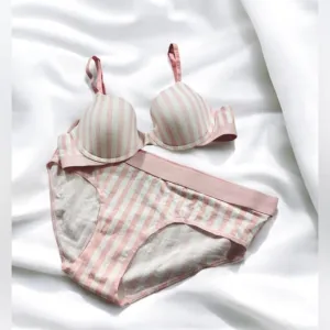 SET🔥✨ Push-Up Perfect Shape Cotton Bra&amp; Logo Cotton Hiphugger Panty