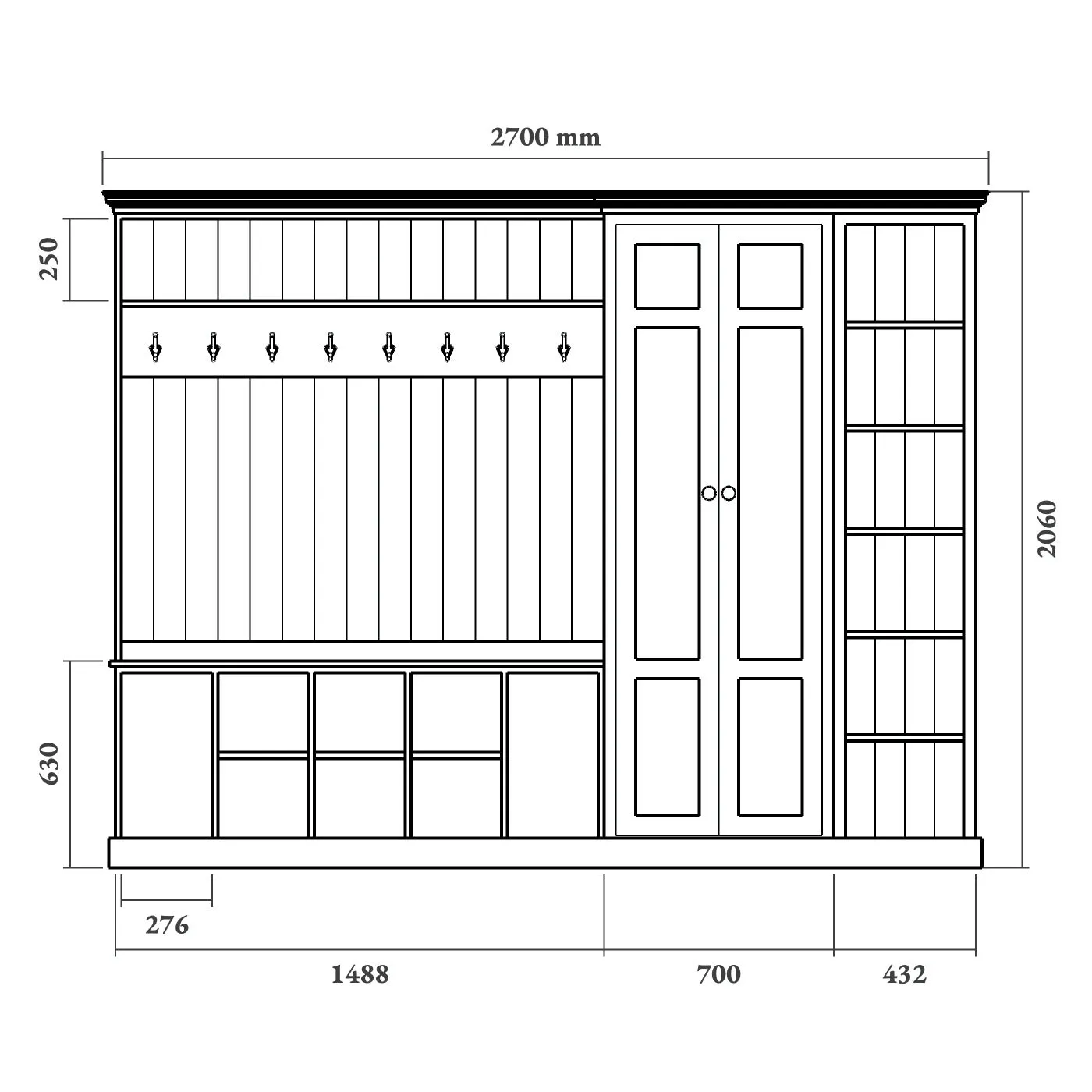 Shelved Boot Room Bench Combination