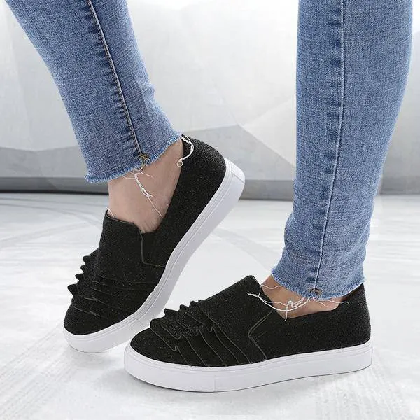Shirem Fashion Ruffle Side Flat Shoes