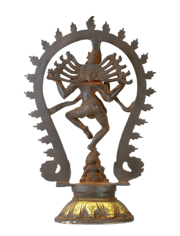 Shiva's Cosmic Dance - Antiquated Brass Statue