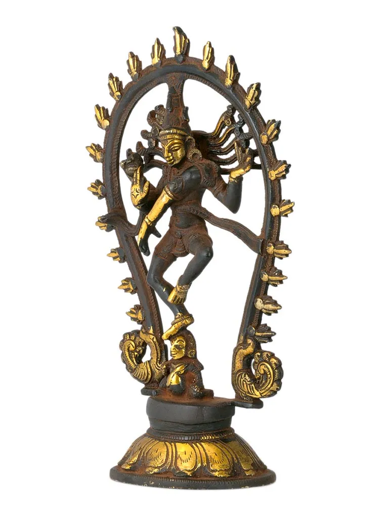 Shiva's Cosmic Dance - Antiquated Brass Statue