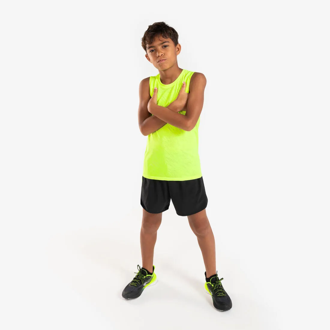 Short de Running respirant Enfant - KIPRUN dry  900 noir et gris