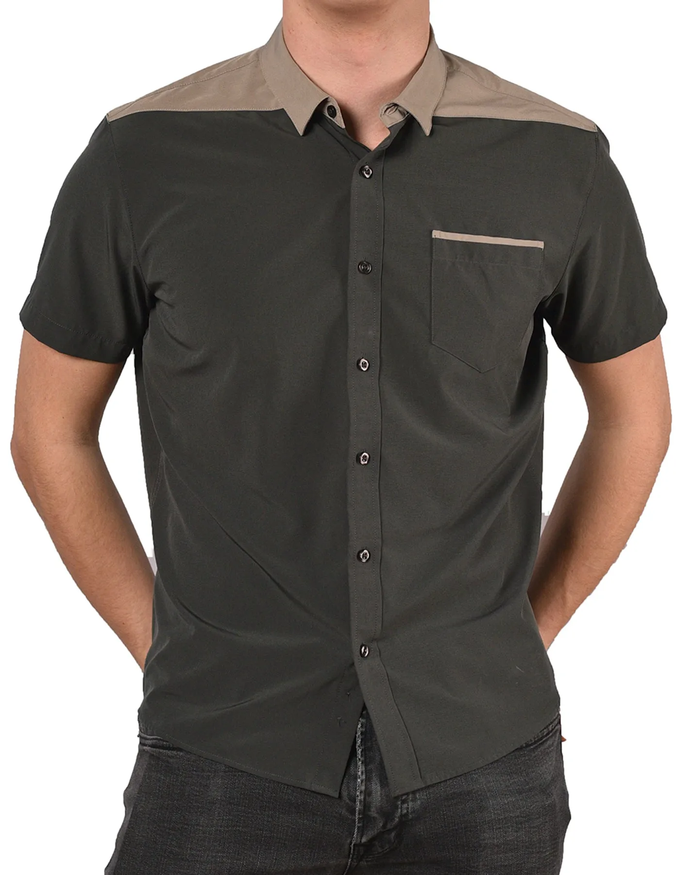 Short Sleeve "Point" Button-Up