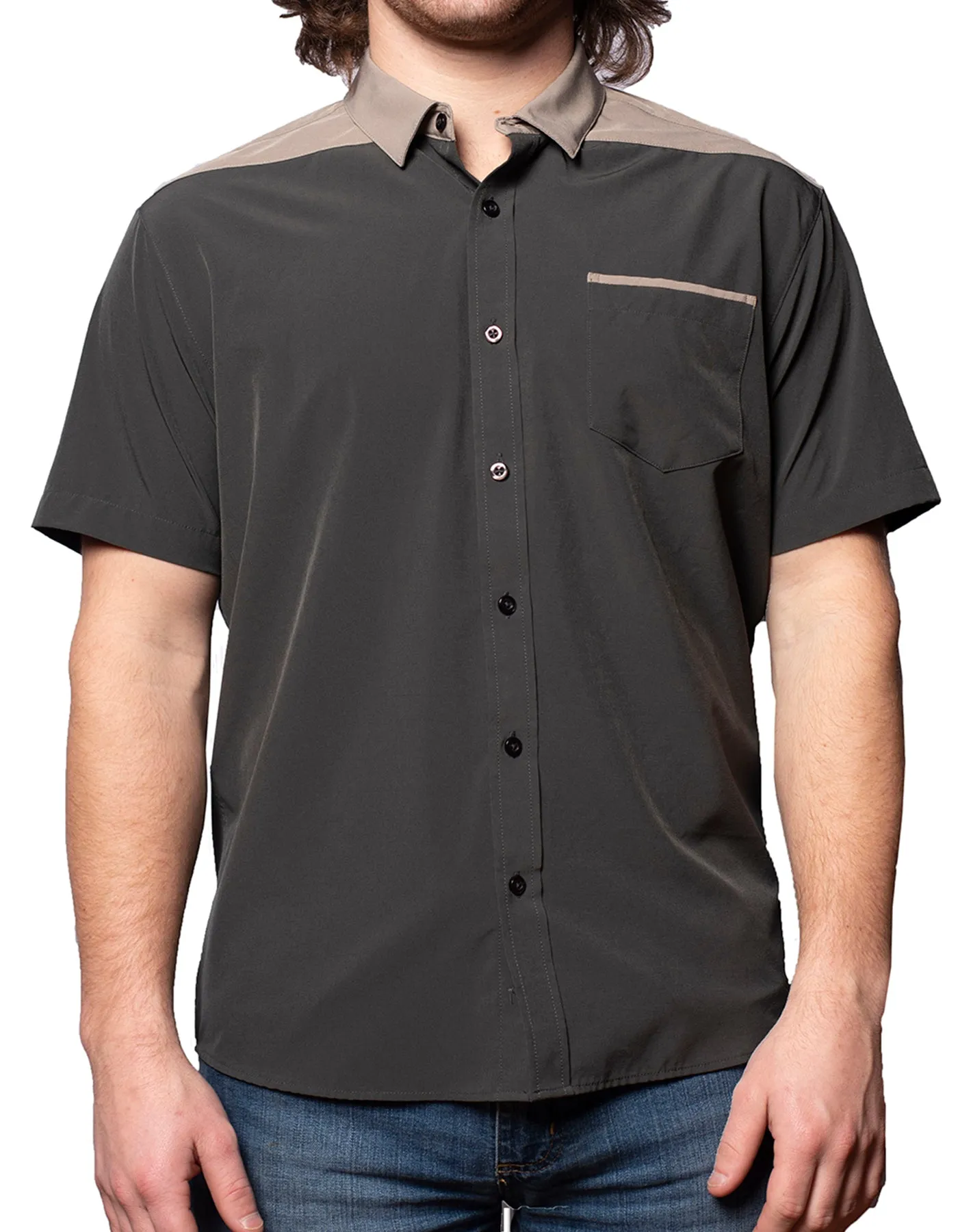 Short Sleeve "Point" Button-Up