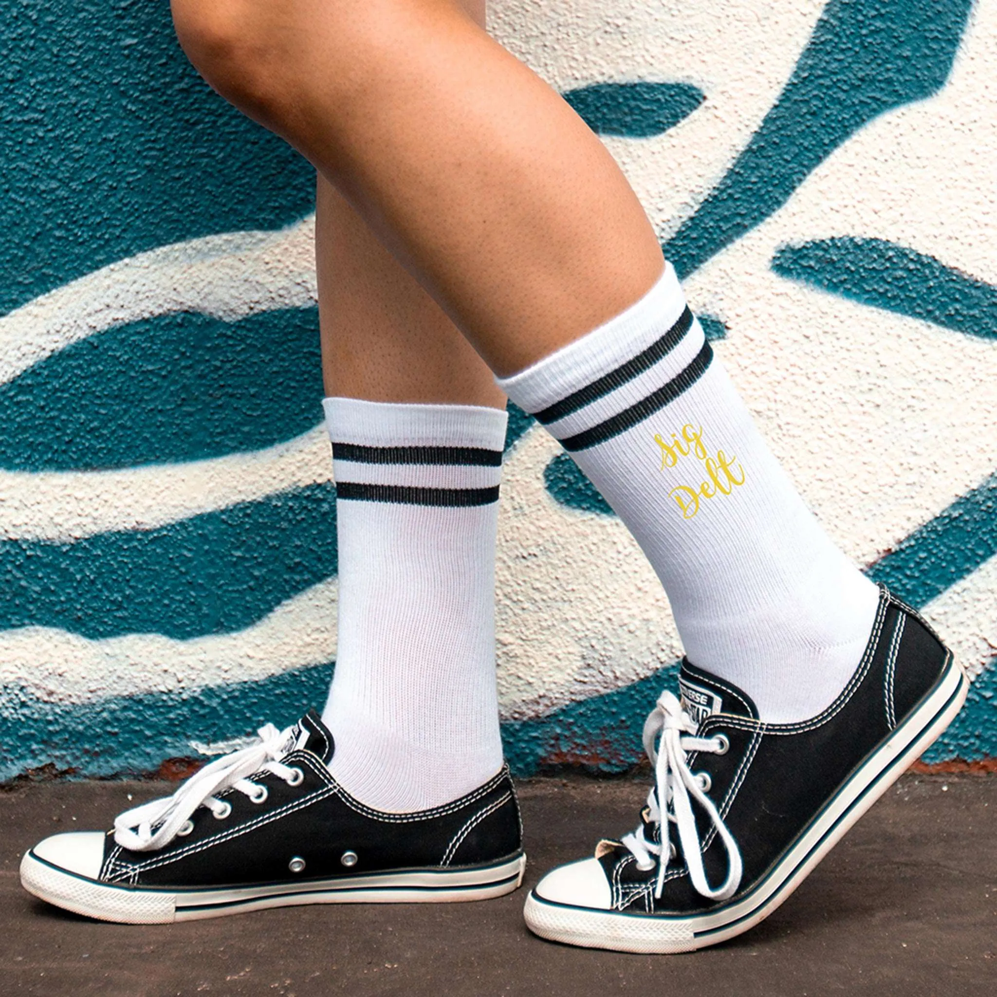SIG DELT Black Stripe Crew Socks