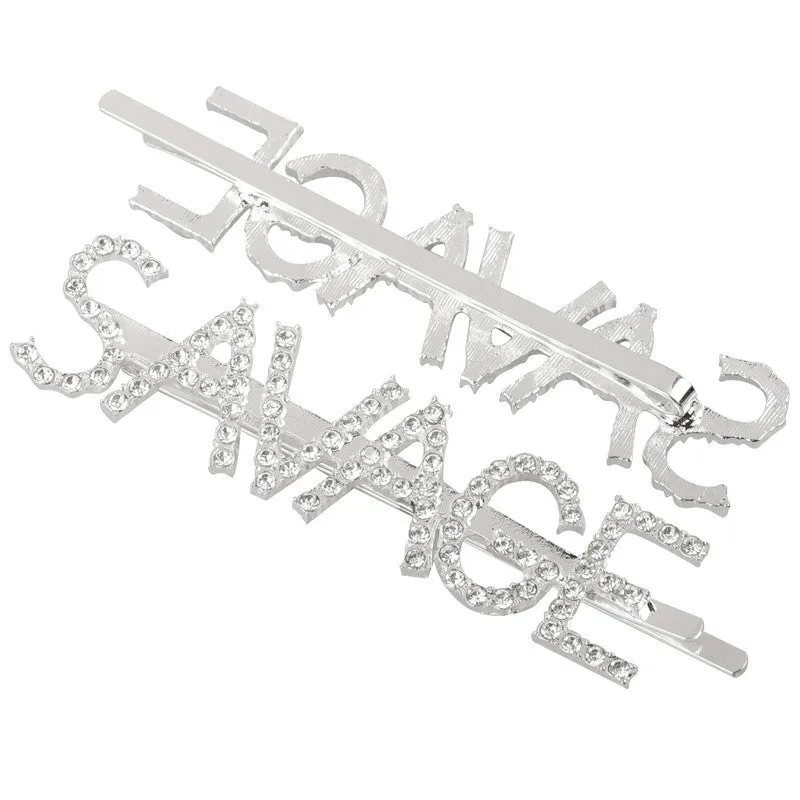 Silver Savage Word Hairclip