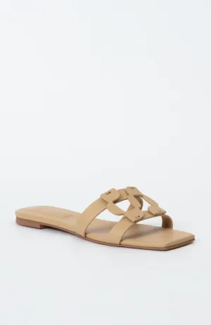 Simkhai Monogram Flat Slide in Camel