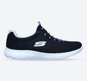 Skechers 12980 Summits Slip-On-Sport-Sneakers für Damen, weite Passform, Marineblau/Aqua